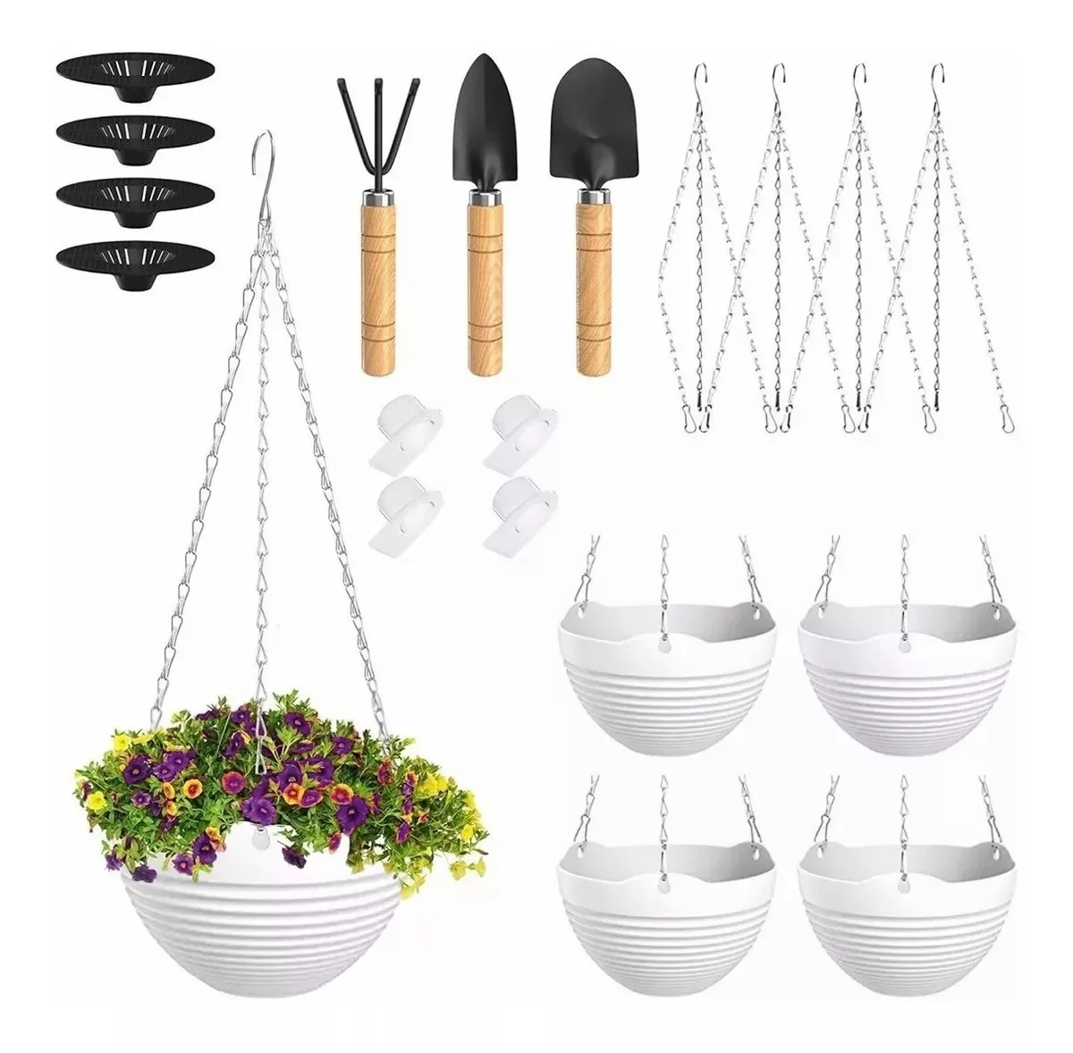 4-Pack 20cm Hanging Planters