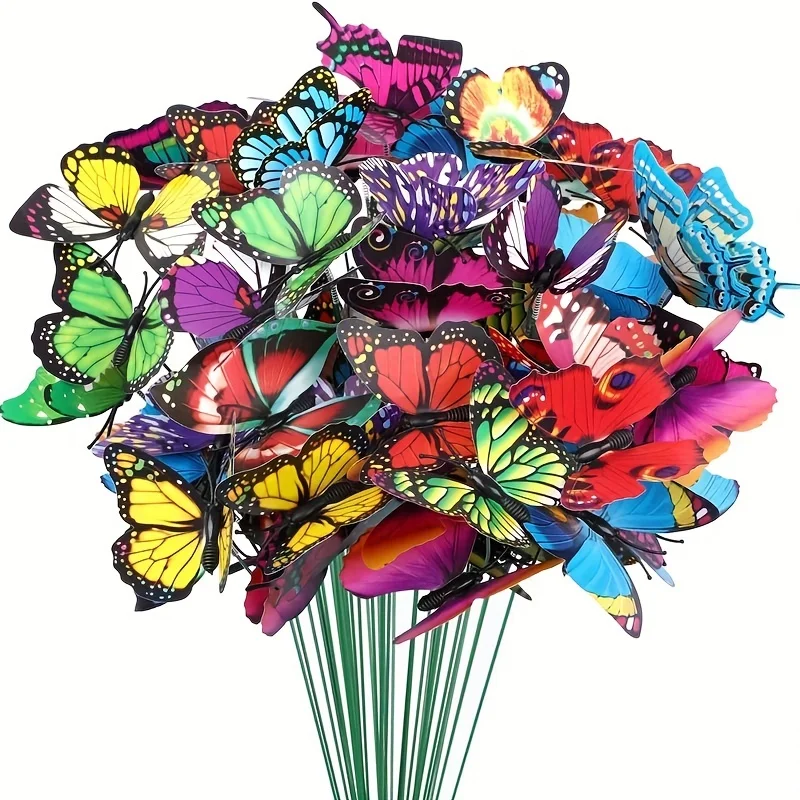 10/20/50pcs 3D Butterfly Garden Yard Decor Stakes