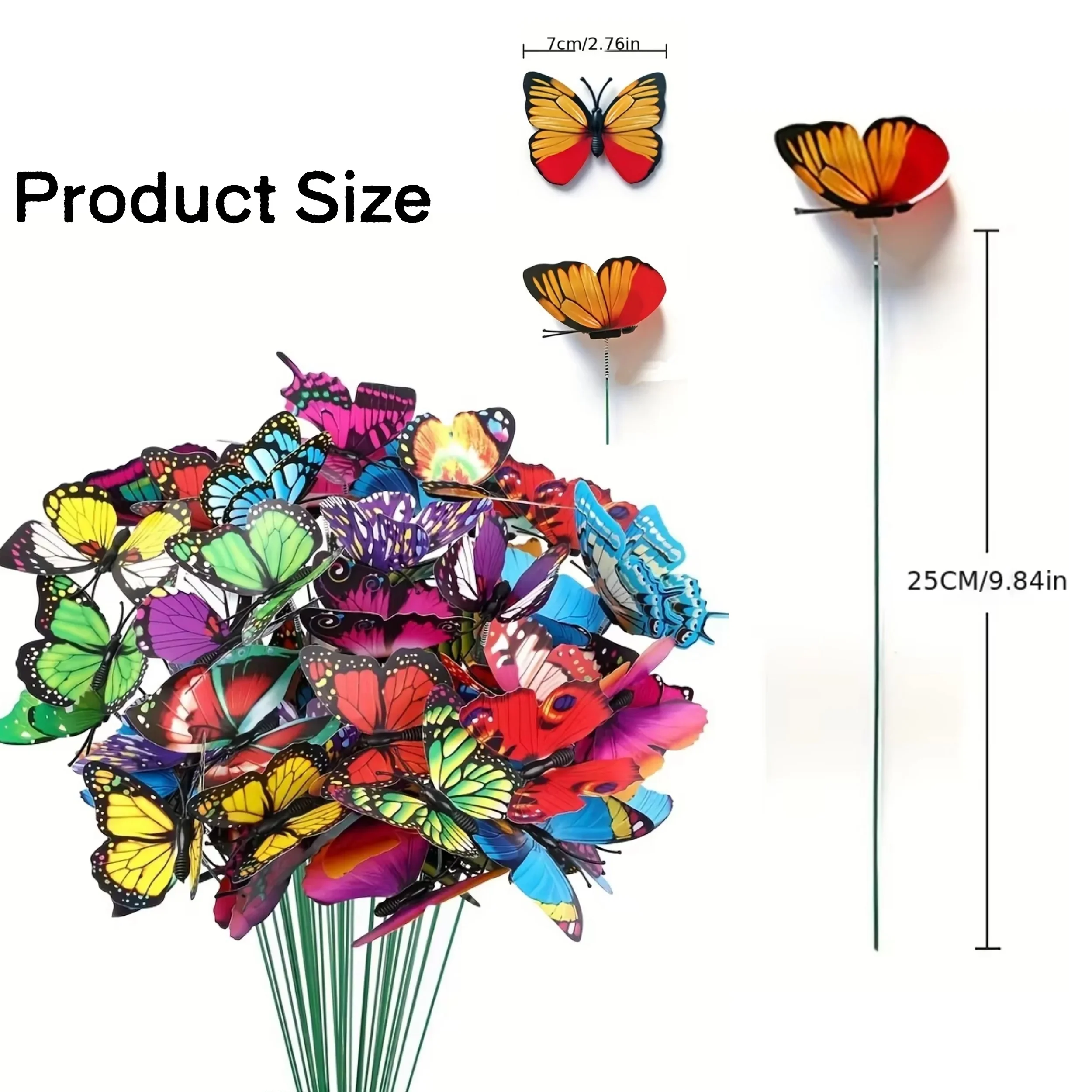 10/20/50pcs 3D Butterfly Garden Yard Decor Stakes