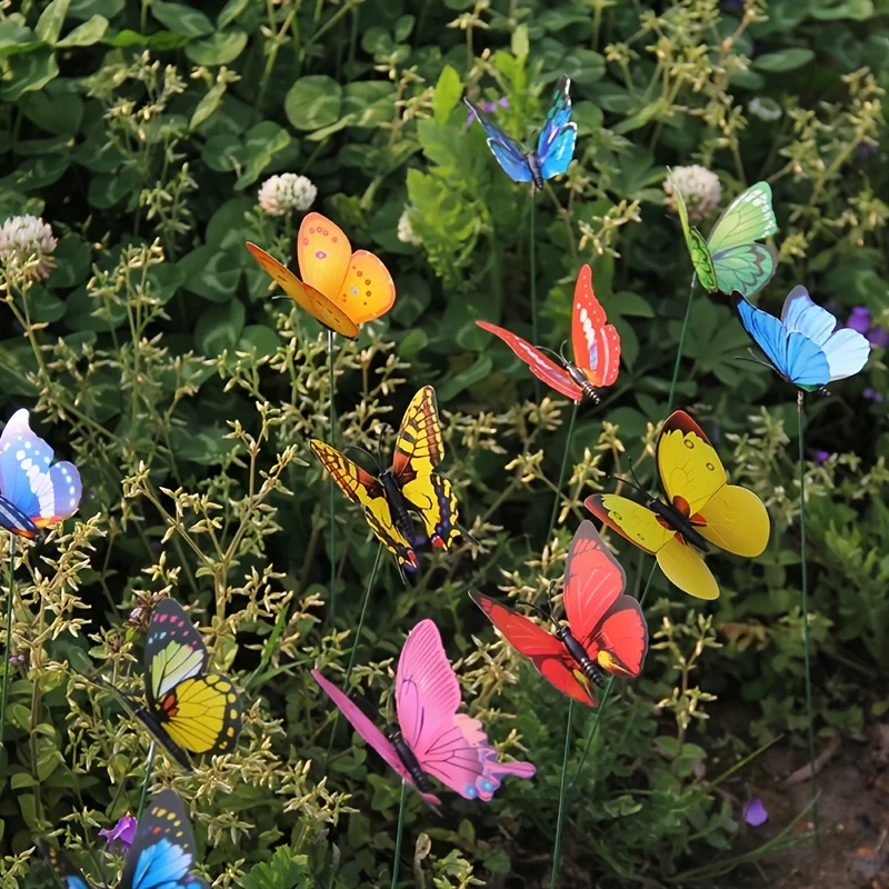 10/20/50pcs 3D Butterfly Garden Yard Decor Stakes