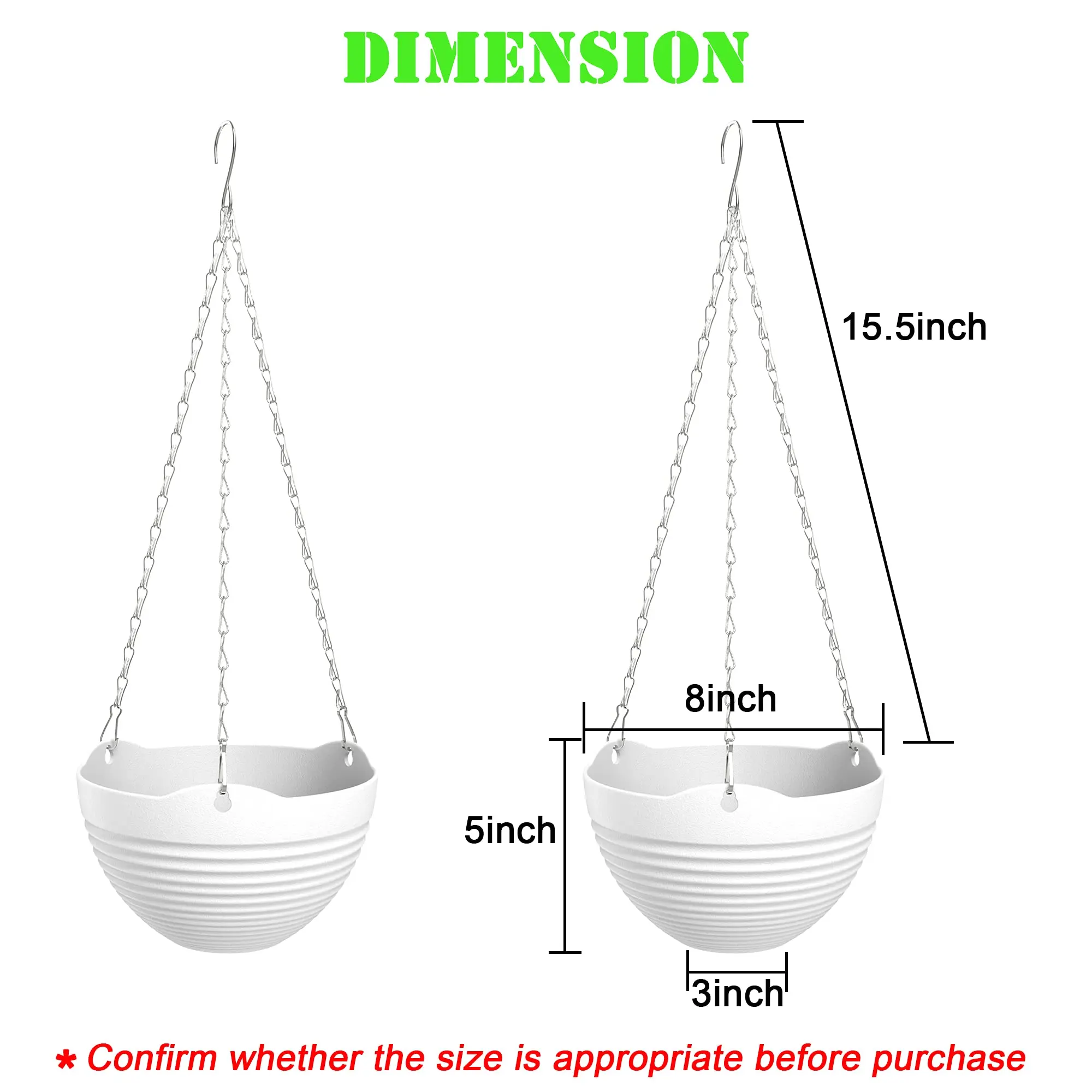 4-Pack 20cm Hanging Planters