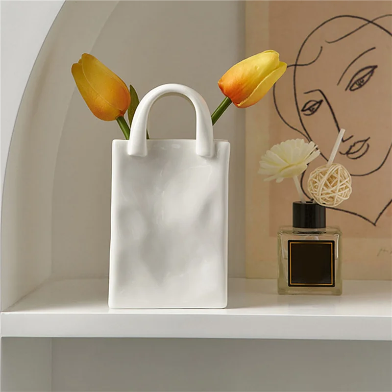 Nordic Ceramic Handbag Flower Vases Modern